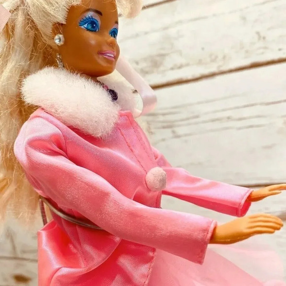 MATTEL BARBIE Doll Pink Jacket Skirt Dress 12" Tall Long Blonde Hair Blue Eyes - Picture 2 of 11